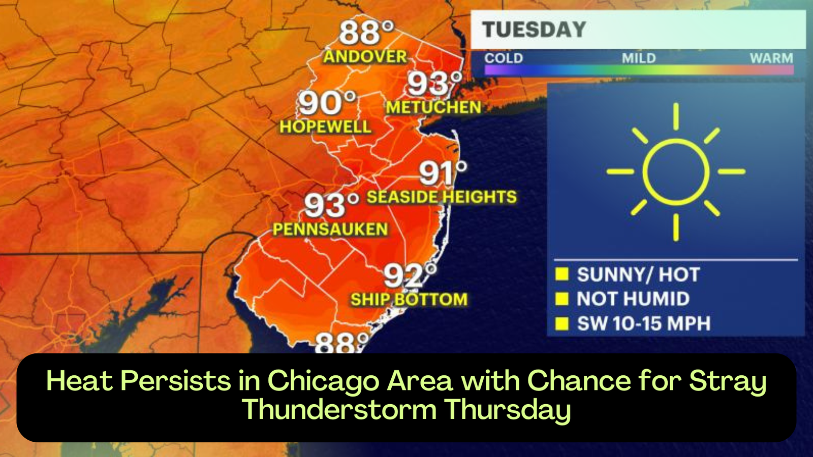 Heat Persists in Chicago Area with Chance for Stray Thunderstorm Thursday